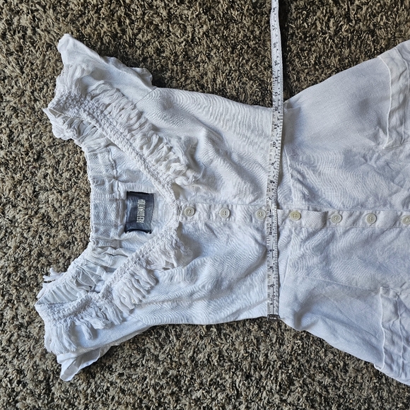 Reformation White 100% Linen front pockets Minimalistic Fringe Mini dress sz 0 - Picture 5 of 10